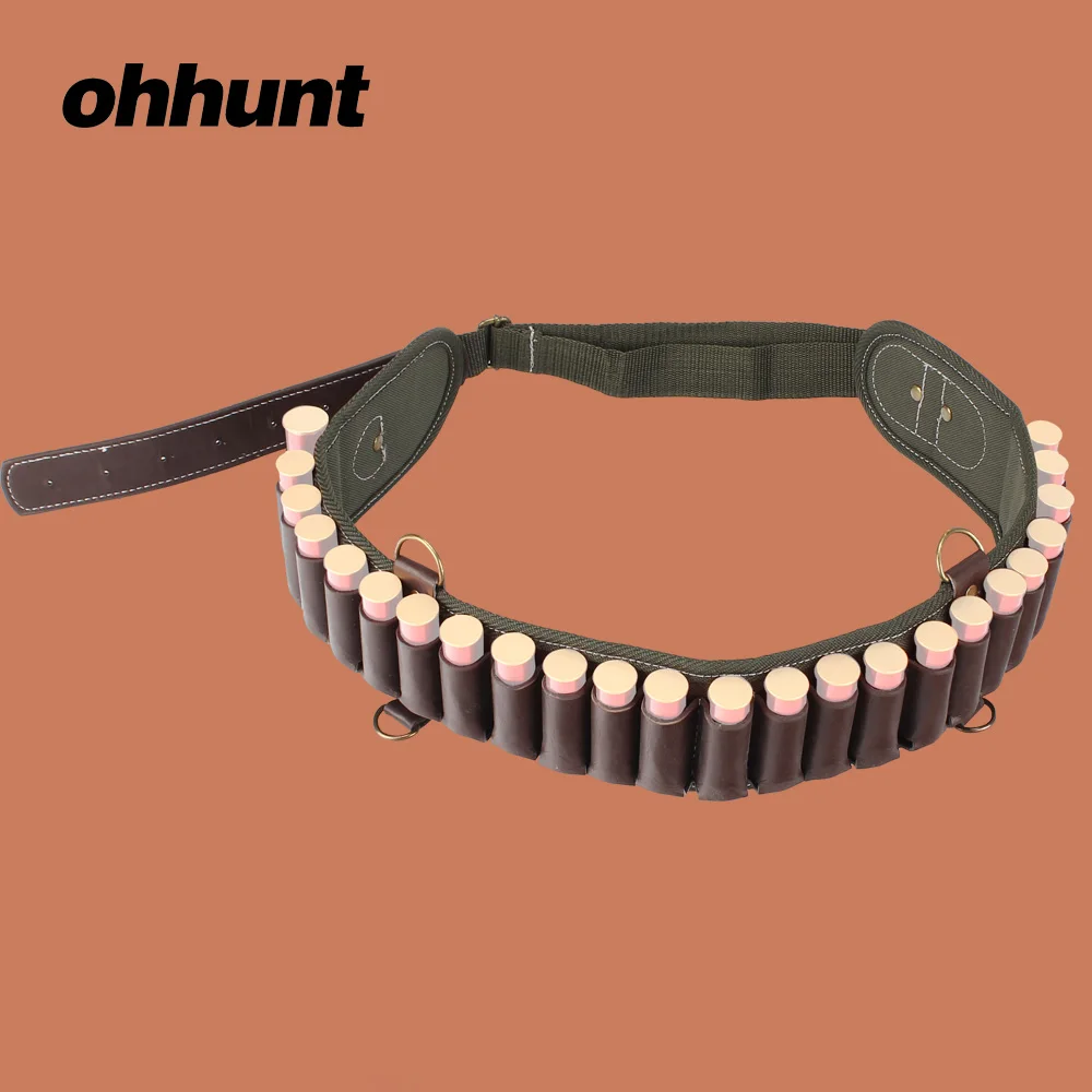 ohhunt Hunting Nylon and Leather Adjustable Bandolier 12 GA Ammo Pouch