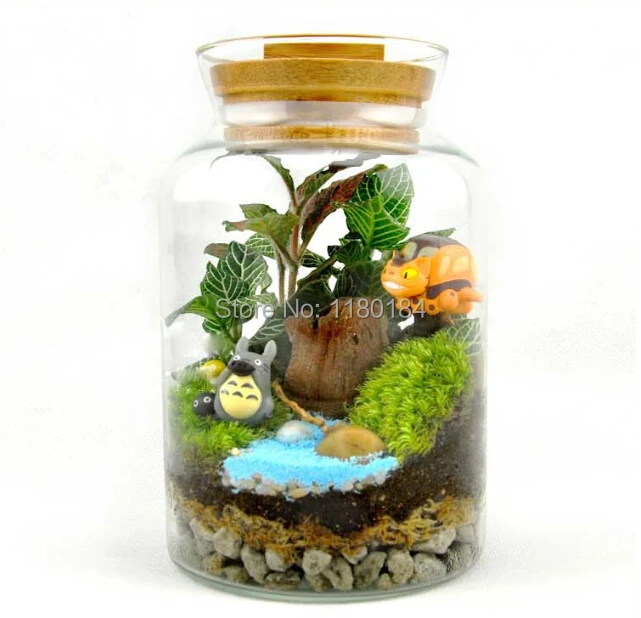 1 предмет; Лидер продаж творчески мох Microlandschaft бутылка Стекло ваза 11x18 см G165