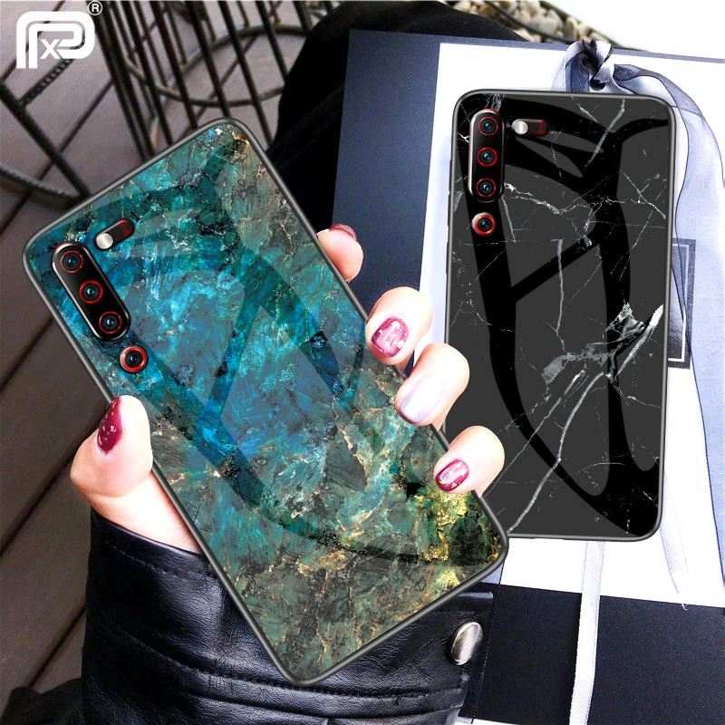 

For Lenovo Z6 Pro Case Marble Pattern Smooth Tempered Glass Back Cover For Lenovo Z6 Pro Phone Case Fundas