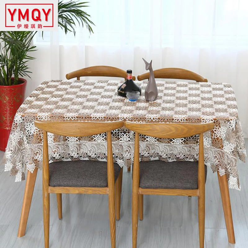 YMQY Lace Tablecloth Table Cover Fashion Wedding Decoration Tablecloth Rectangular Hollow Out Table