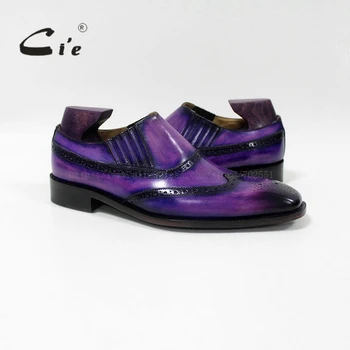 

cie square toe medallion patina calf leather bespoke leather men shoe handmade calf leather outsole breathable men's loafer L-02