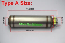Hand Made ID:51mm(2″) L350mm Universal Motorcycle Exhaust Pipe Muffler Demper Imitation Titanium Motorbike Exhaust Muffler