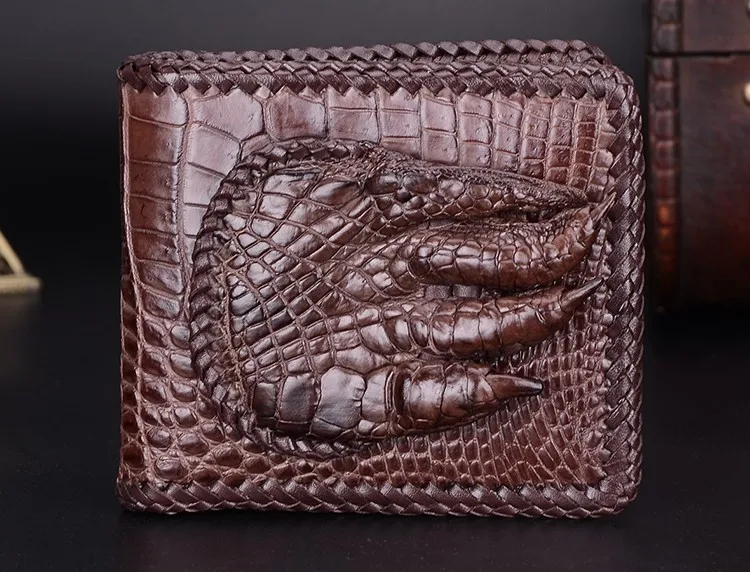 Натуральная кожа аллигатора Мужской кошелек из крокодиловой кожи кошельки и кошелек Роскошный зажим для денег крокодил палец