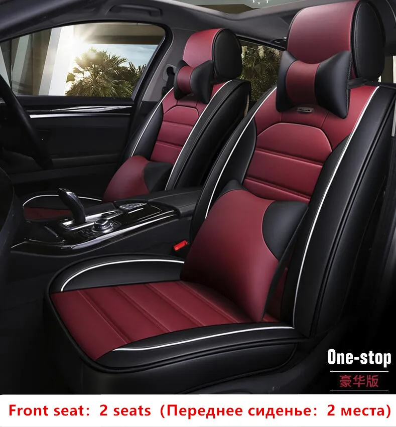 Чехол из искусственной кожи для сиденья автомобиля Универсальный подходит для большинства автомобилей для сиденья ibiza Chevrolet Spark III Nissan NV200 - Название цвета: 2PC Deluxe Edition
