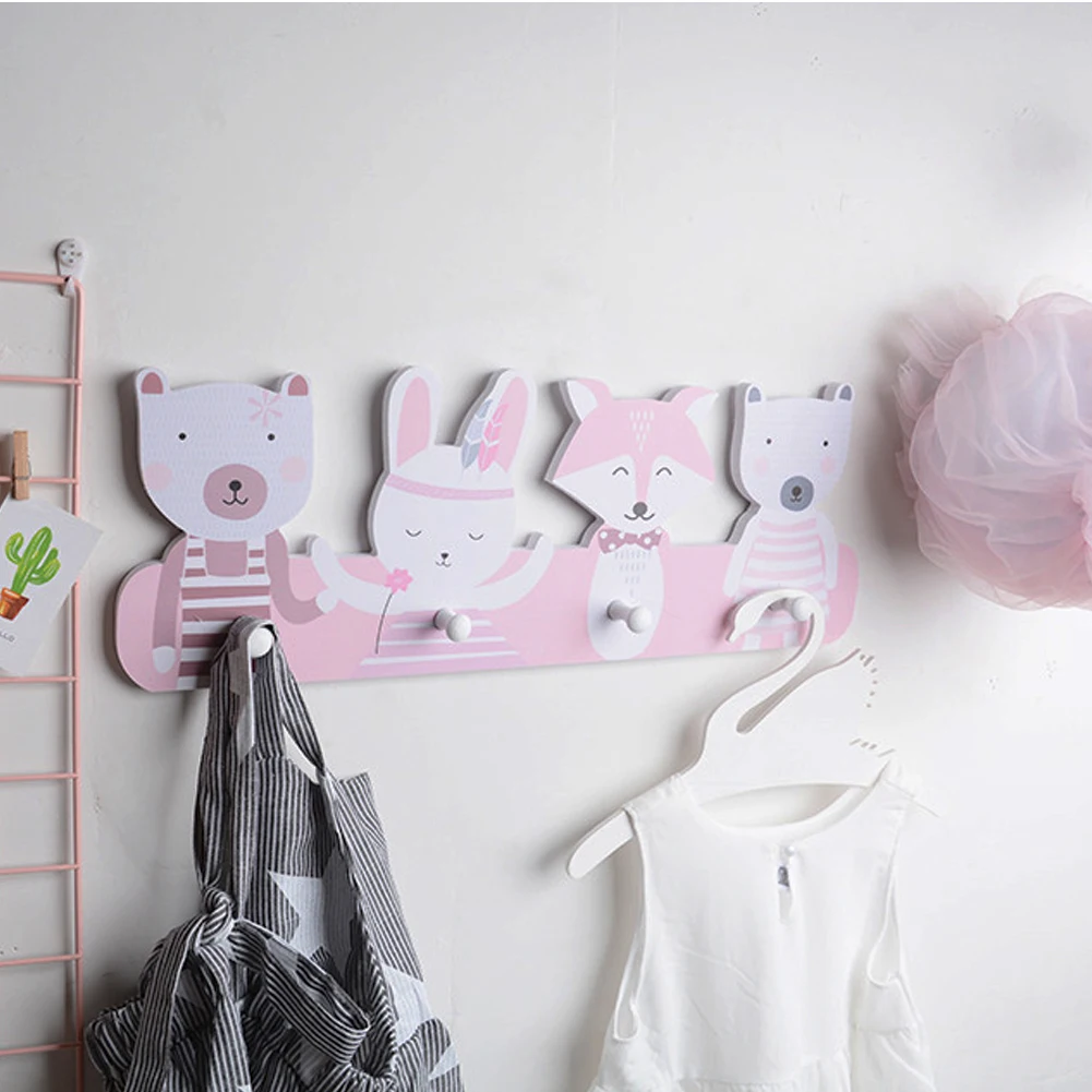 Nordic Style Decor Kids Room Wall Shelf Hook Cartoon Wall Shelves Wood Hanger Clapboard For Keys Cloths Scandinavian For Kids