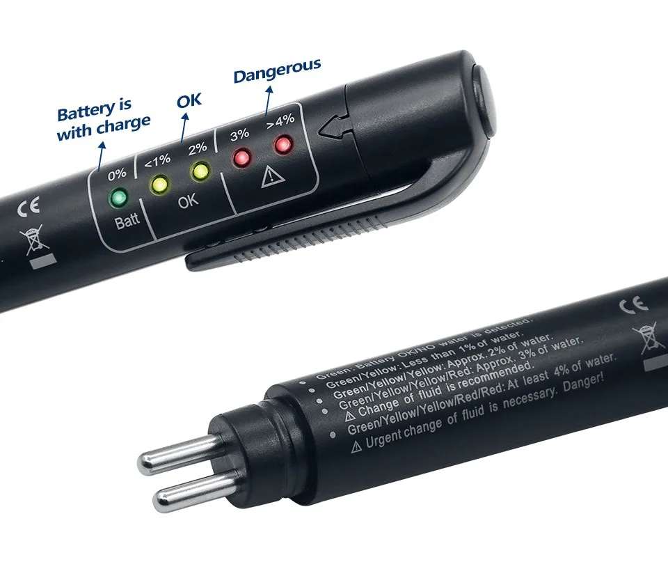 OBD2 тестер жидкости ручка 5 светодиодный индикатор Дисплей для DOT3/DOT4 электронная