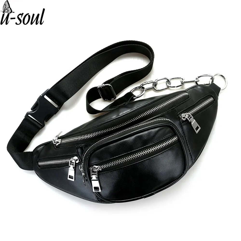Waist Pack Bags Belt Pouch PU Leather Travel Chest bag Multi function