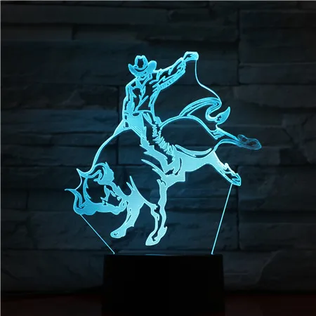 

Unique Gift Bullfighter Lamp 3d Spanish Style Bullfighting Led Night Light Color Changing Home Office Room Decorative Lamp