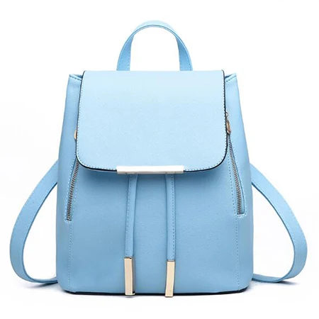 Yogodlns рюкзак в простом стиле для женщин из искусственной кожи рюкзаки для девочек-подростков школьные сумки модная сумка на плечо высокое качество - Цвет: sky blue
