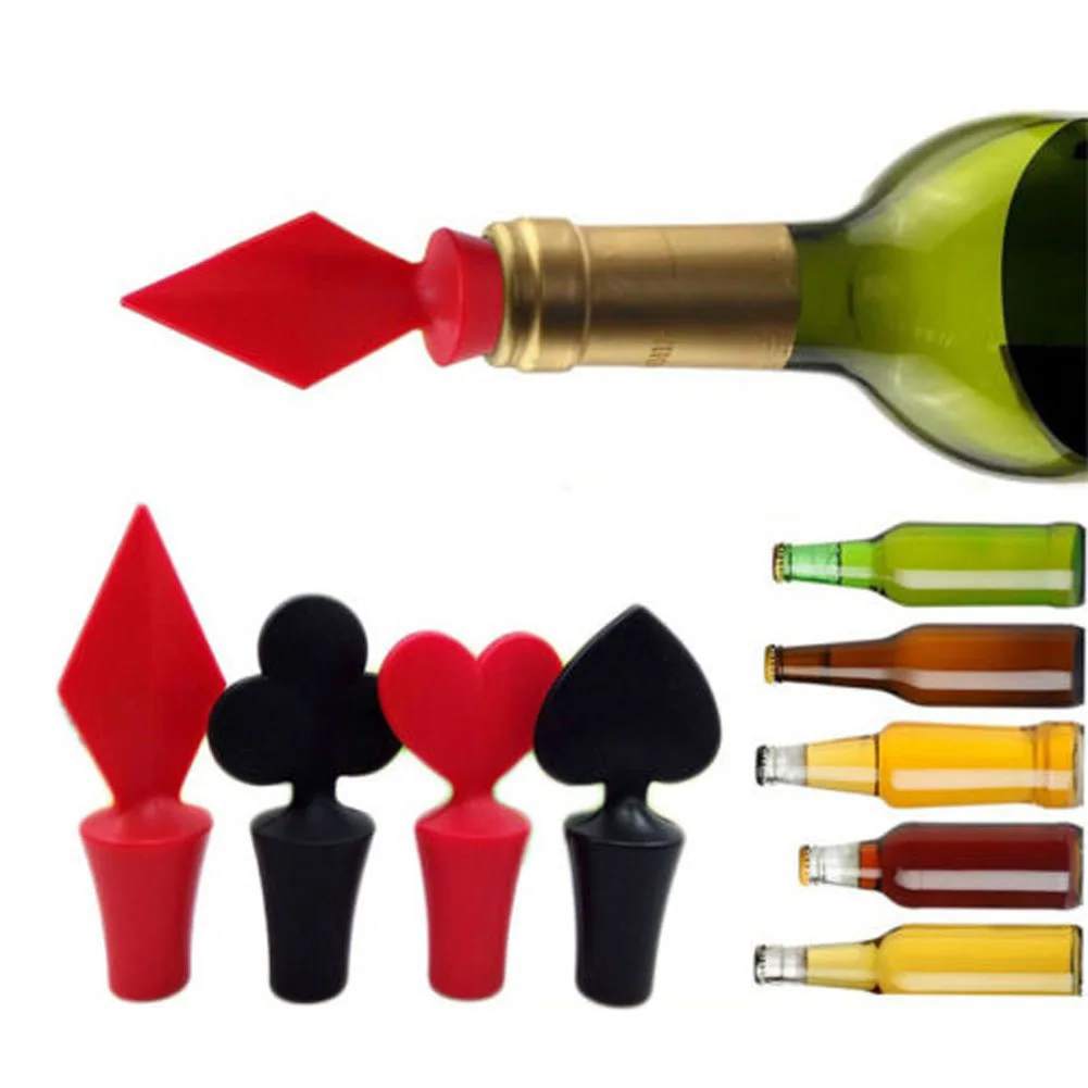 1pc Style Random Mini Wine Bottle Stopper Poker Spades Heart Plug Cork