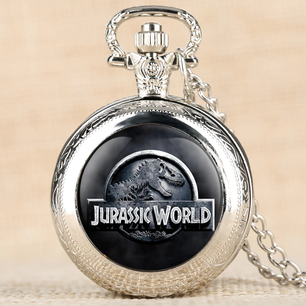 Necklace Pocket Watch for Man Quartz Analog Pocket Watches of the Dinosaur Design for Boy Best Gift Watch for Teenager - Цвет: Silver