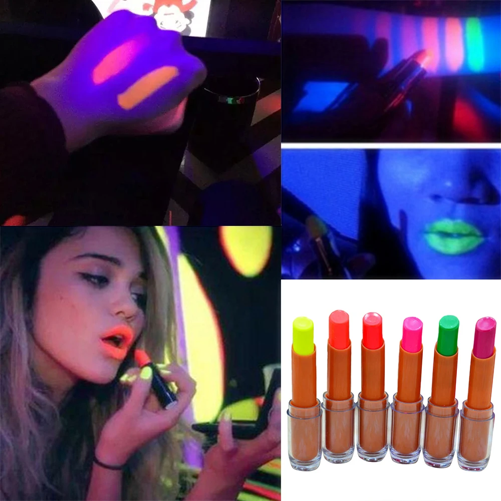 

6 Colors Colorful Luminous Fluorescence Fluorescent Lipstick Waterproof Moisturizing Lasting Non-marking Lipstick Party TSLM2