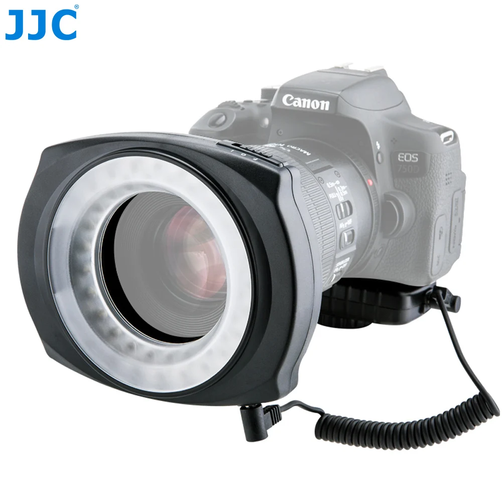 JJC LED 플래시 매크로 링 라이트 스피드 라이트 DSLR 매크로 렌즈 용, 어댑터 링 포함, 49mm 52mm 55mm 58mm 62mm 67mm 스텝 링