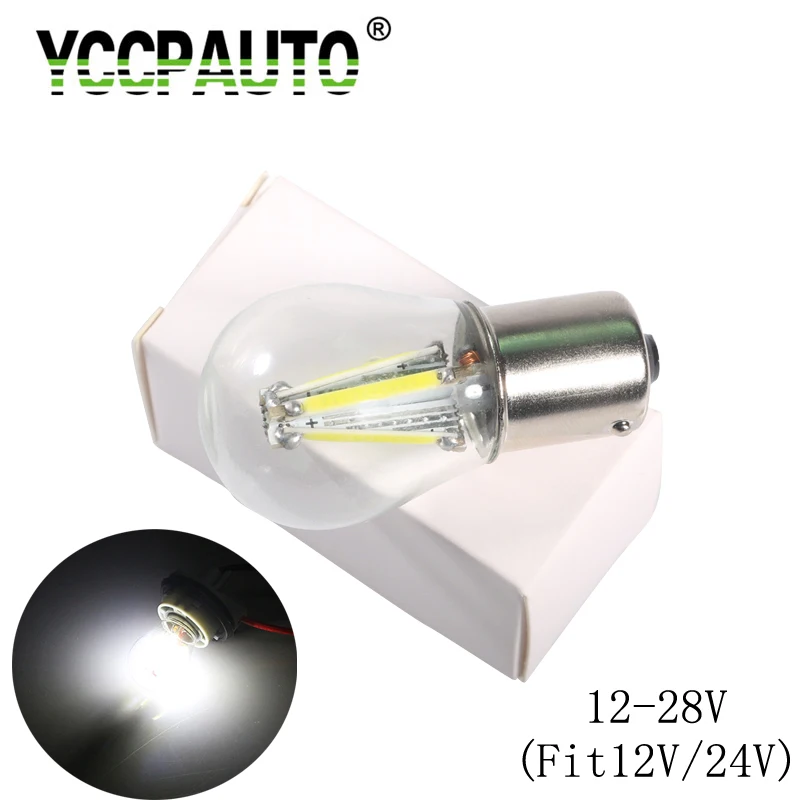 1 шт. светодиодный фонарь YCCPAUTO P21w 1156 Ba15s COB лампа накаливания стеклянный чехол 12 В 24