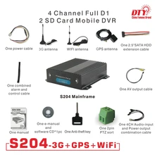 DTY S204-3GW полный D1 256 ГБ SD карты 4CH 3 г GPS, Wi-Fi Мобильный видеорегистратор с sim-карты