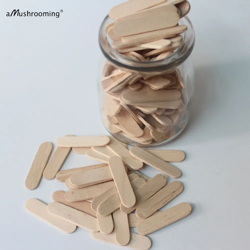 Ice Cream Sticks Disposal Lollipop Sticks 100 Plain Wooden Sticks 1.6 Inches Small Lollipop Sticks Disposable Pudding Ice Cream Cake Dessert Spoons Pop