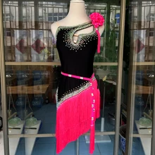 Латинский Танцевальный костюм пикантные старший алмаз без рукавов с кисточками для латинских танцев платье для женщин с детьми латинские танцы конкурсов платье