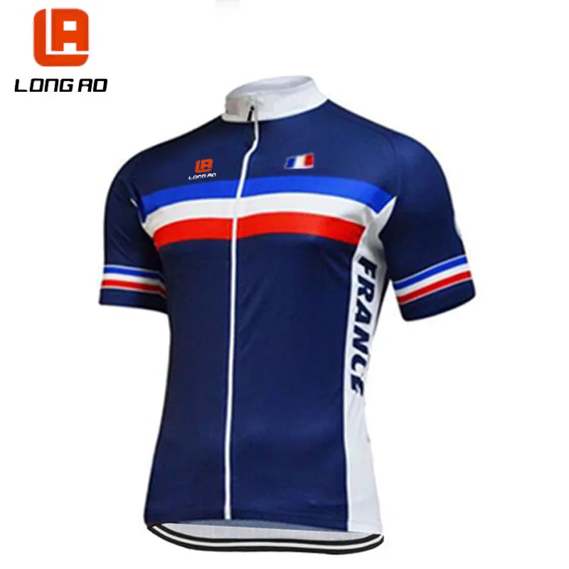 LA113 Only Jersey Длинные AO Франция велосипедная команда синяя мужская с коротким рукавом Велоспорт Джерси Короткие Наборы летняя гоночная одежда профессиональная велосипедная команда одежда - Цвет: LA113 Only Jersey