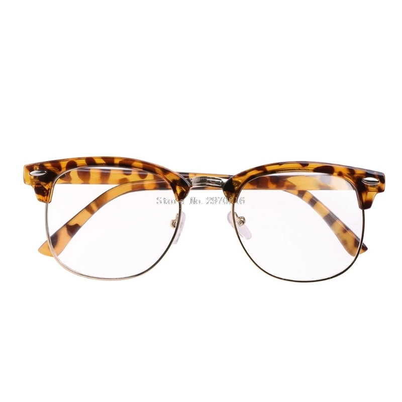 

Men Women Metal Half rimless Glasses Optical Eyeglasses Frame Clear Lens Eyewear