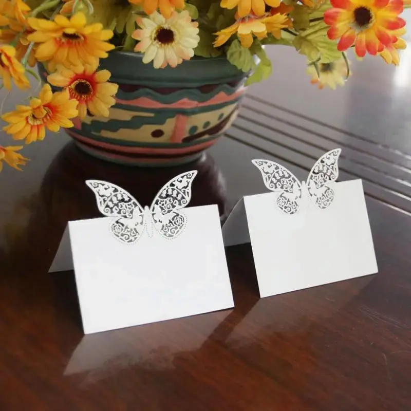 Online Shop 50pcs Laser Cut Elegant Butterfly Wine Glass Place
