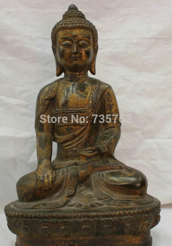 

xiuli 001345 China Tibet Old Temple HandMade Tibetan Buddha Bronze Shakyamuni statue