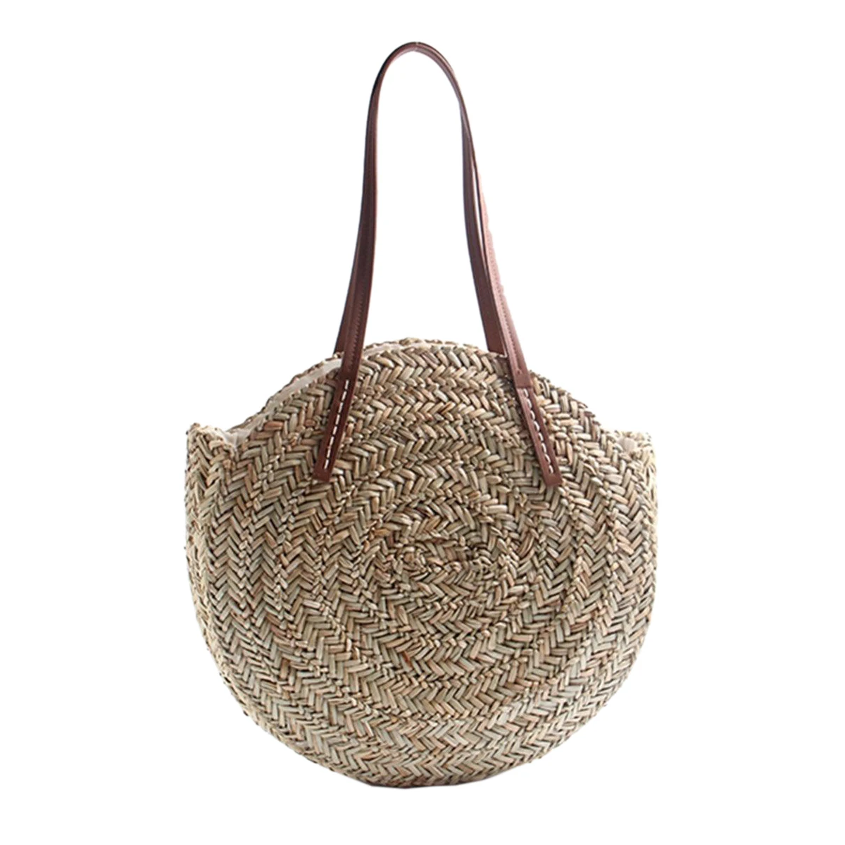 

ABDB-Women Bohemia Wind Beach Circle Round Rattan Straw Summer Travel Shoulder Bags