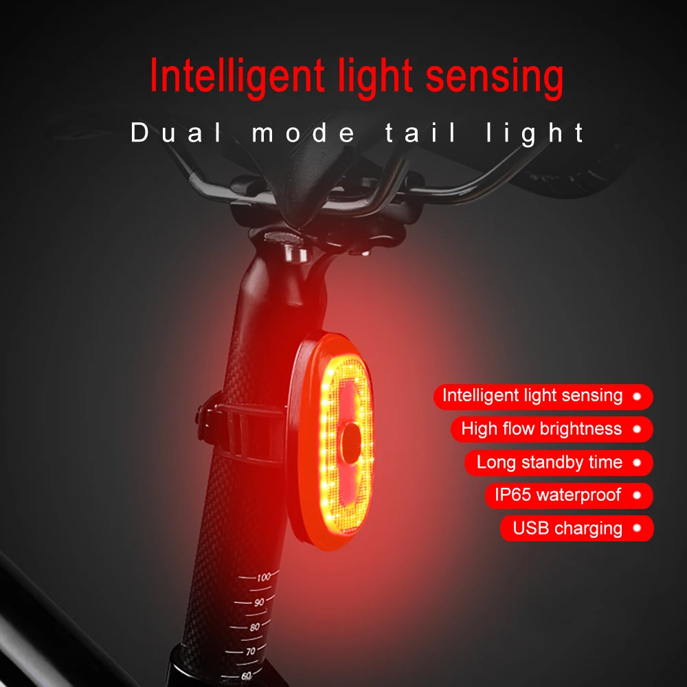 ANTUSI A1 велосипедный задний светильник, умный светильник, чувствительный к самовосстановлению, перезаряжаемый задний светильник, Длинный резервный велосипедный светодиодный сигнальный фонарь