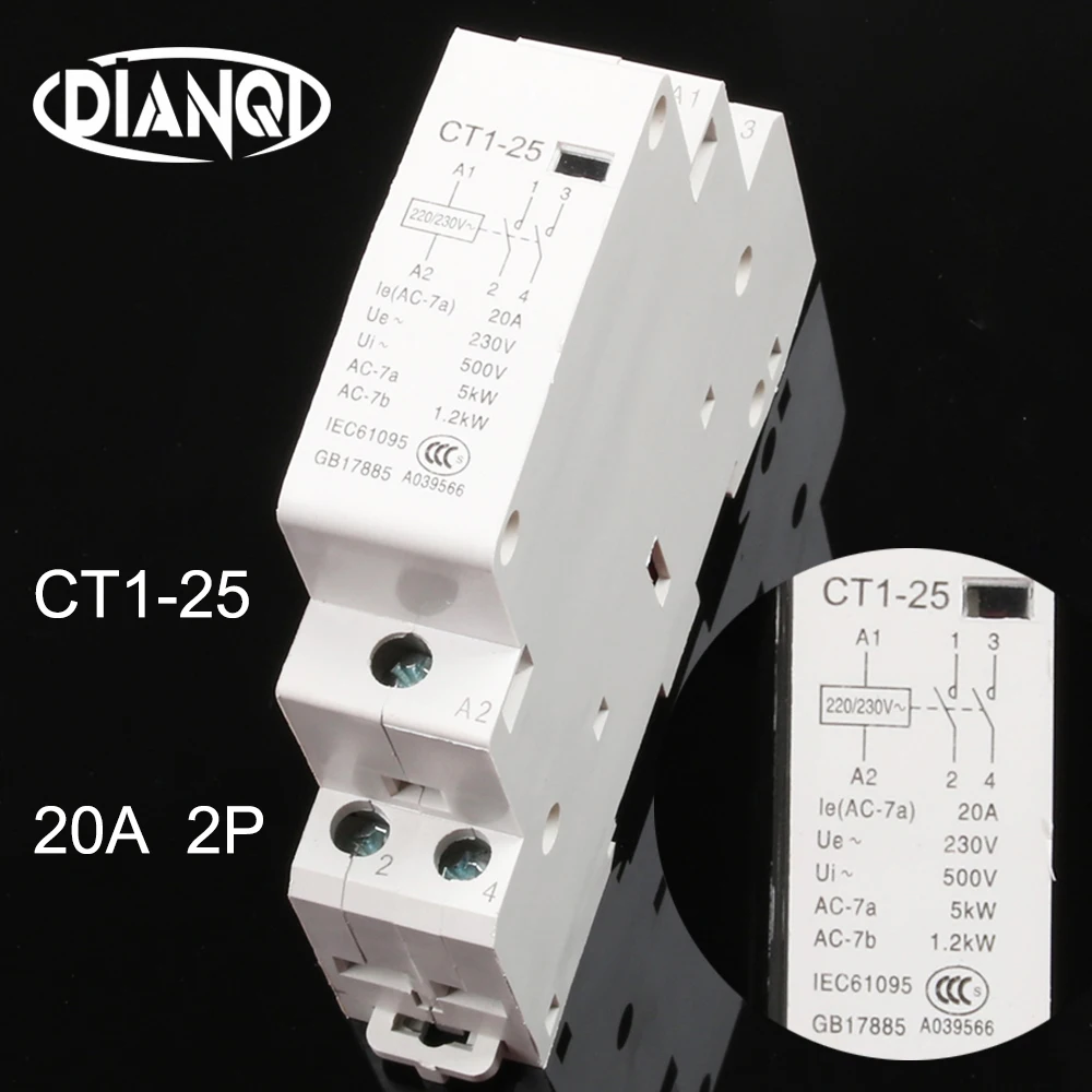 Вспомогательное оборудование KOHTAKTOP CT1 контактор для дома 20A 2P 230v 50or60HZ din рейка