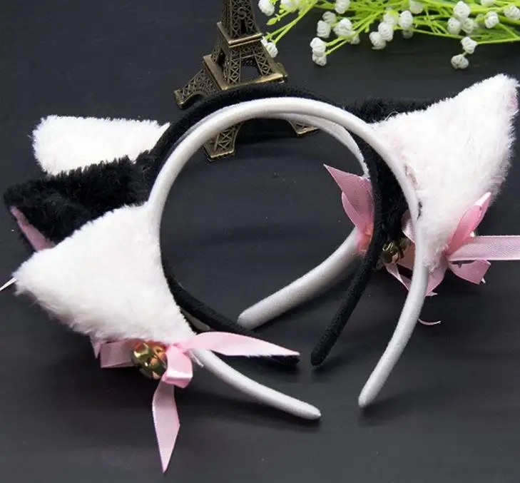 Halloween Cat Fox Fluffy Devil Ears Bells Headband Costume Fancy Dress Anime Neko Cosplay Hair Band Party Christmas pferformance