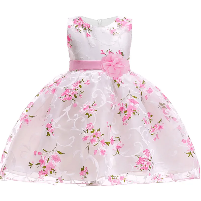 Летнее платье с цветочным узором для девочек Бальные платья для девочек, вечерние платья принцессы для девочек 3, 4, 5, 6, 7, 8, 10, 12 лет, платье на день рождения - Цвет: as picture