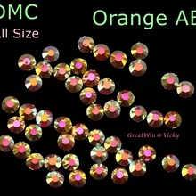 Высокое качество оранжевый AB DMC горячей фиксации Стразы яркое стекло для одежды аксессуары SS6 SS10 SS16 SS20