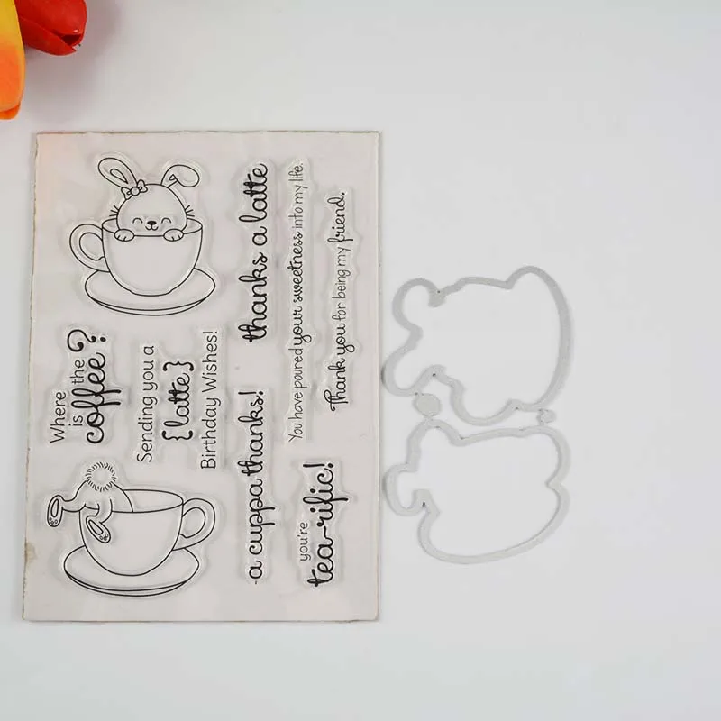 Кофейная чашка прозрачный штамп/координационный Штамп для DIY скрапбукинга/открыток/Детские забавные украшения