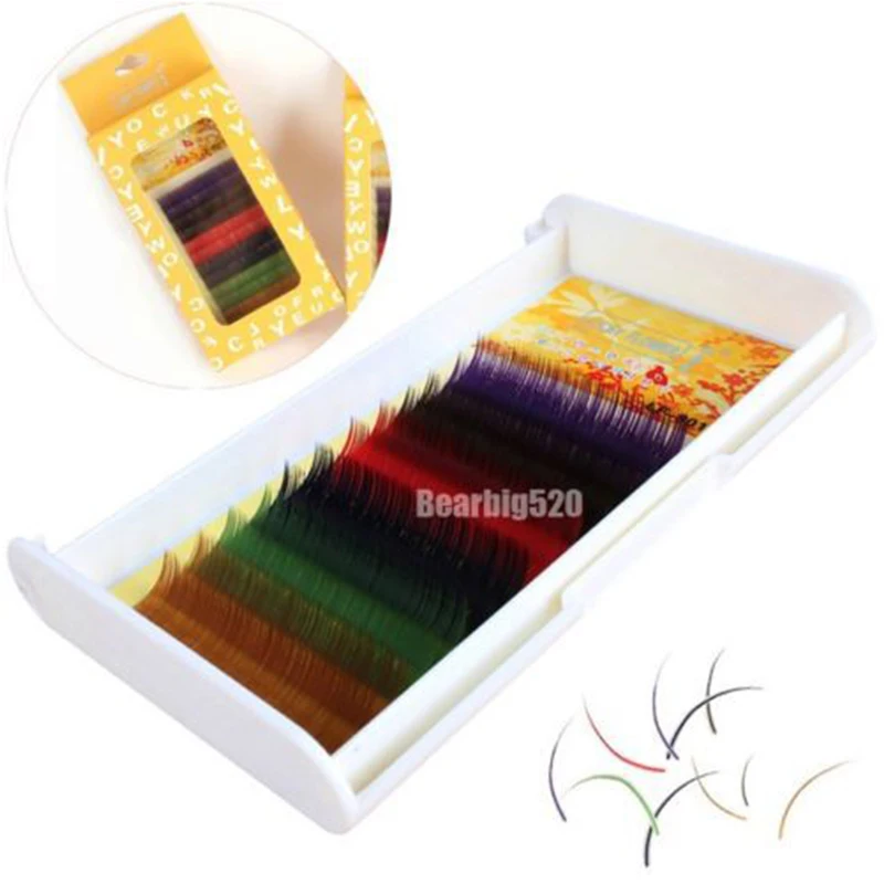 

0.15 mm C Curl Thick Long Soft Fake False Eyelashes Mix Color Make Up Extensions