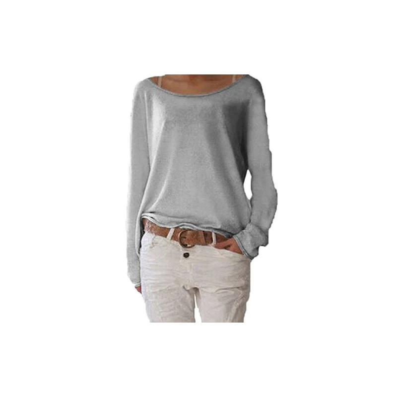 Стиль женский топ с круглым вырезом с длинным рукавом рубашка Повседневный чистый цвет футболка лето осень плюс размер s-xxxl