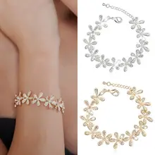 Очаровательные женские классические золотые шелковые элегантные модные ювелирные украшения Браслет-манжета со стразами вечерние Свадебная цепочка браслет для девочек