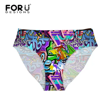

FORUDESIGNS Fashion Women's Panties Female Underwear Seamless Ultra-thin Woman Underpants Graffiti Prints Mid-Rise Ladies Panty