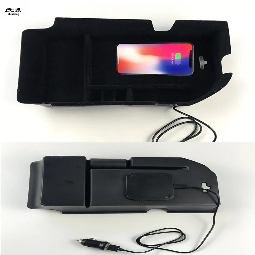 

1lot Mobile phone wireless charging Central Armrest storage box for 2017 2018 Toyota camry MK8