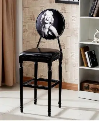 Retro bar chair modern simple iron art American bar stool rotating lift chair European bar chair family back.