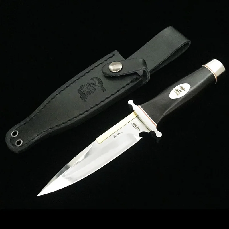 

DuoClang Small Army Combat Fixed Blade Knife AUS-8 Steel Ebony Handle Tactical Military Knives&Cowhide Sheath