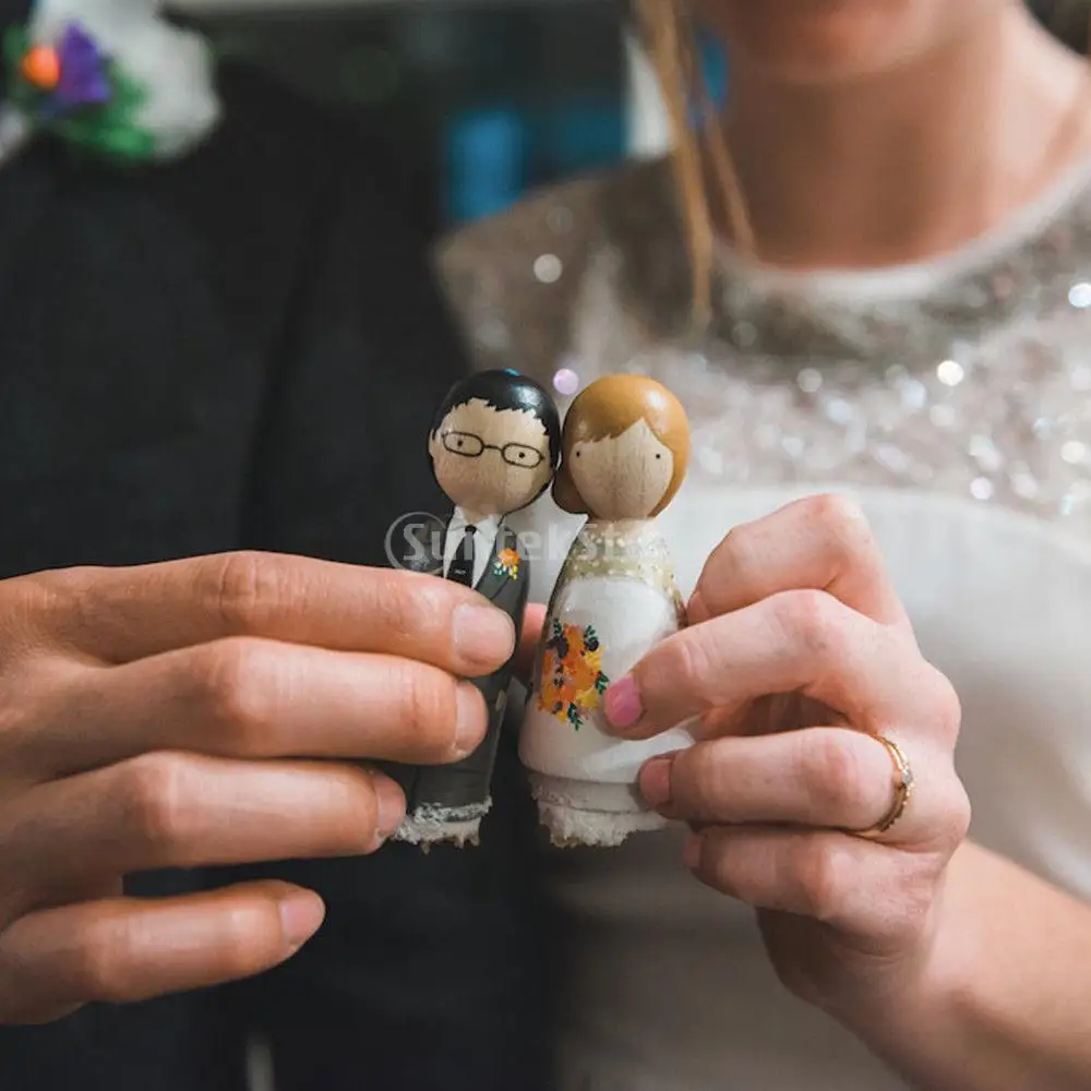 20 Pieces 43mm Man Blank DIY Wood People Peg Dolls Wedding Cake Topper Craft