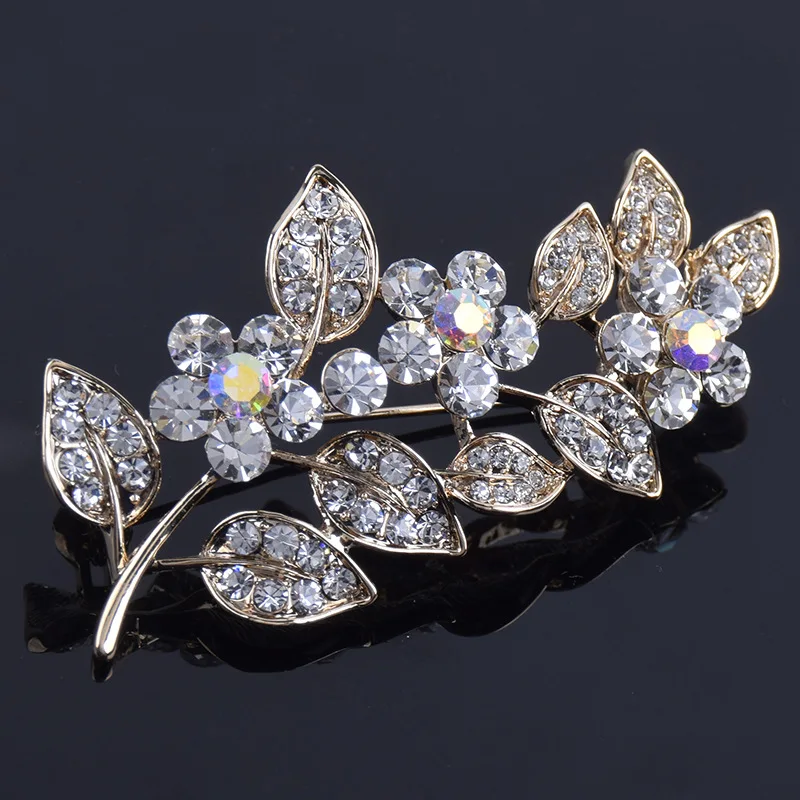 

Leaf Flower Large Pins and Brooches for Women Men Suit Dress Crystal Rhinestone Lapel Pin Broches Jewelry Dropshipping X299