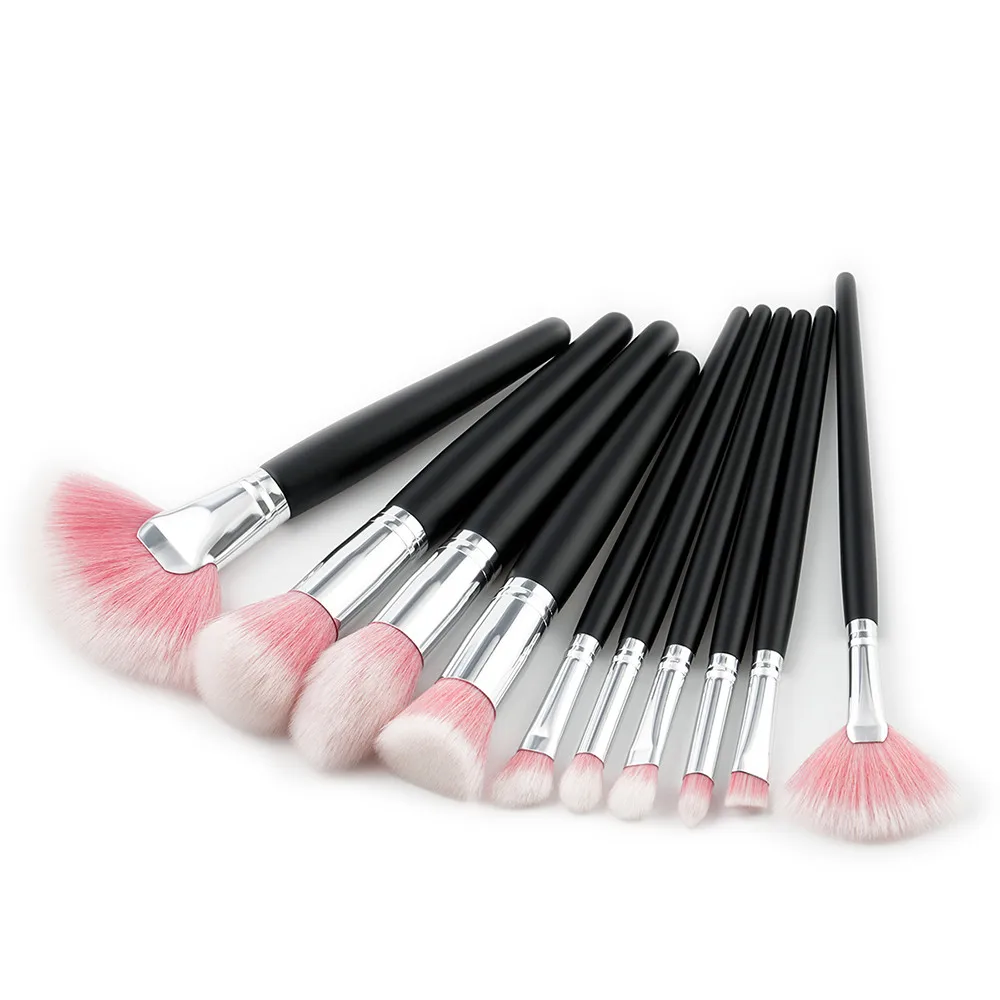 

New 10PcsMakeup Brushes set Professional with case Cosmetic Eyebrow Eyeshadow Brush Kits Tools micro brush W10