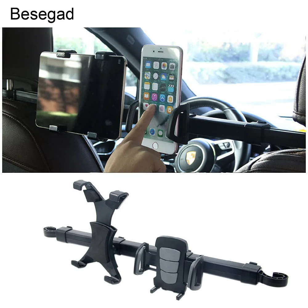

Besegad Car Headrest Mount Holder Universal Phone Tablet Support Cradle Bracket for iPhone iPad Xiaomi Samsung Tab Tablet PC