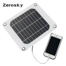 Zerosky 5V 5W Solar Panel Bank DIY Home Portable Solar Power Charging Panel Charger USB Solar Panel for Samsung Smart Phone