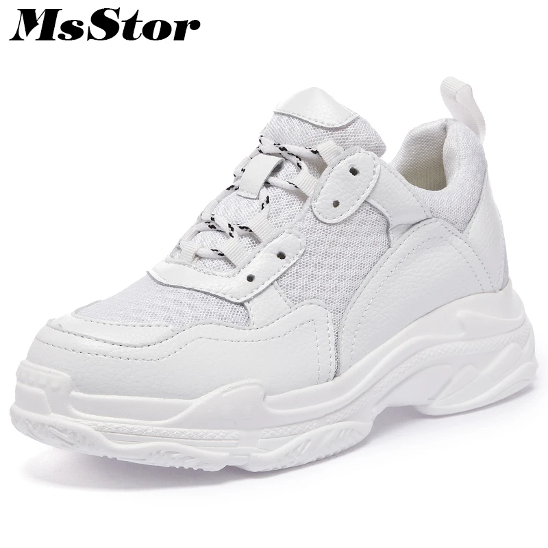 

MsStor Mesh Breathable Flats Shoes Woman Fashion Casual Thick Bottom Height Increasing Women Shoes Sneakers Flat Shoes Women