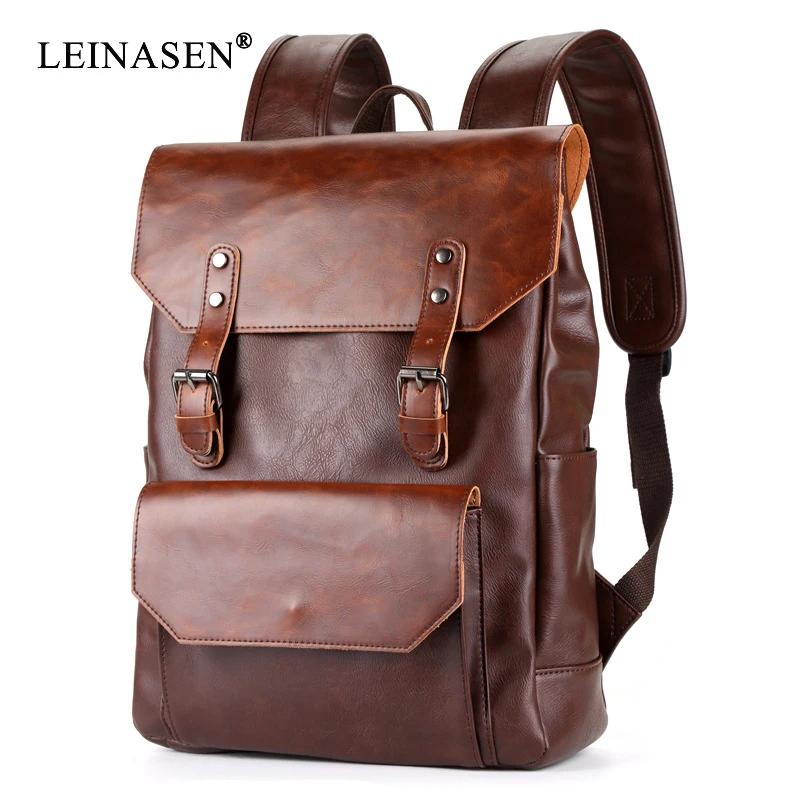 

New Arrival high-grade Pu Leather Backpack fashion Vintage male Ancient Ways The High Quality Workmanship Student Bag schoolbags