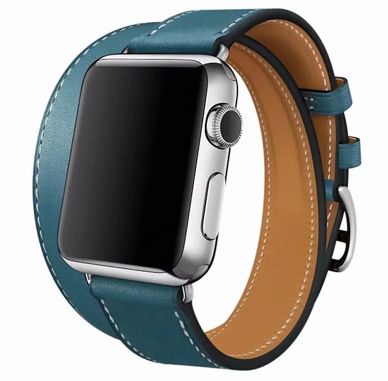 fashion Leather loop for iwatch Series 4 2 3 1 for Apple Watch band Strap Double Tour Extra Long 38mm 42mm 40mm 44mmseries 5