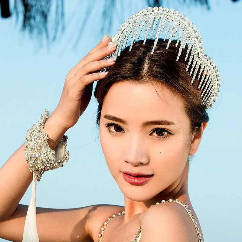 Негабаритных специальные оригинальный дизайн Свадебные Tiara украшения для волос