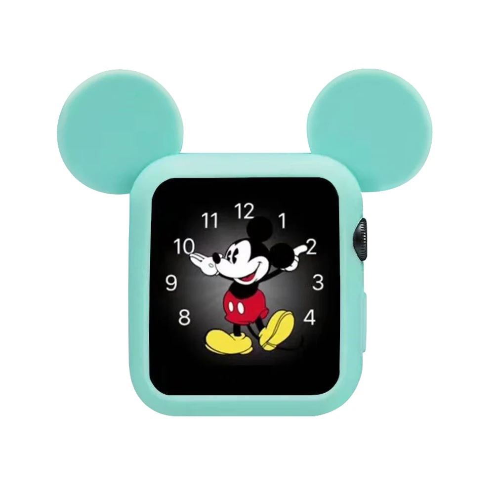 Силиконовый чехол YUKIRIN с милым Микки Маусом для Apple Watch iwatch Резиновая серия 4 3 2 1 крышка 38 мм 42 мм 40 мм 44 мм девочка ребенок - Цвет ремешка: Sea Blue