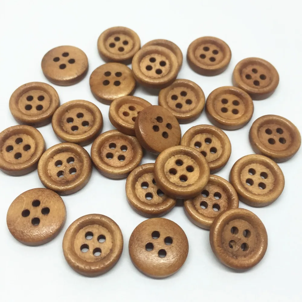 100pcs DIY pink color 4 Holes Wooden Buttons Sewing Clothing accessories 13mm 